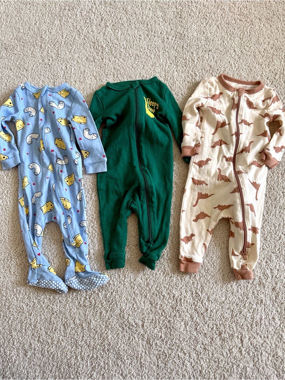 Bundle Set of 3 Double Zipper Onesies